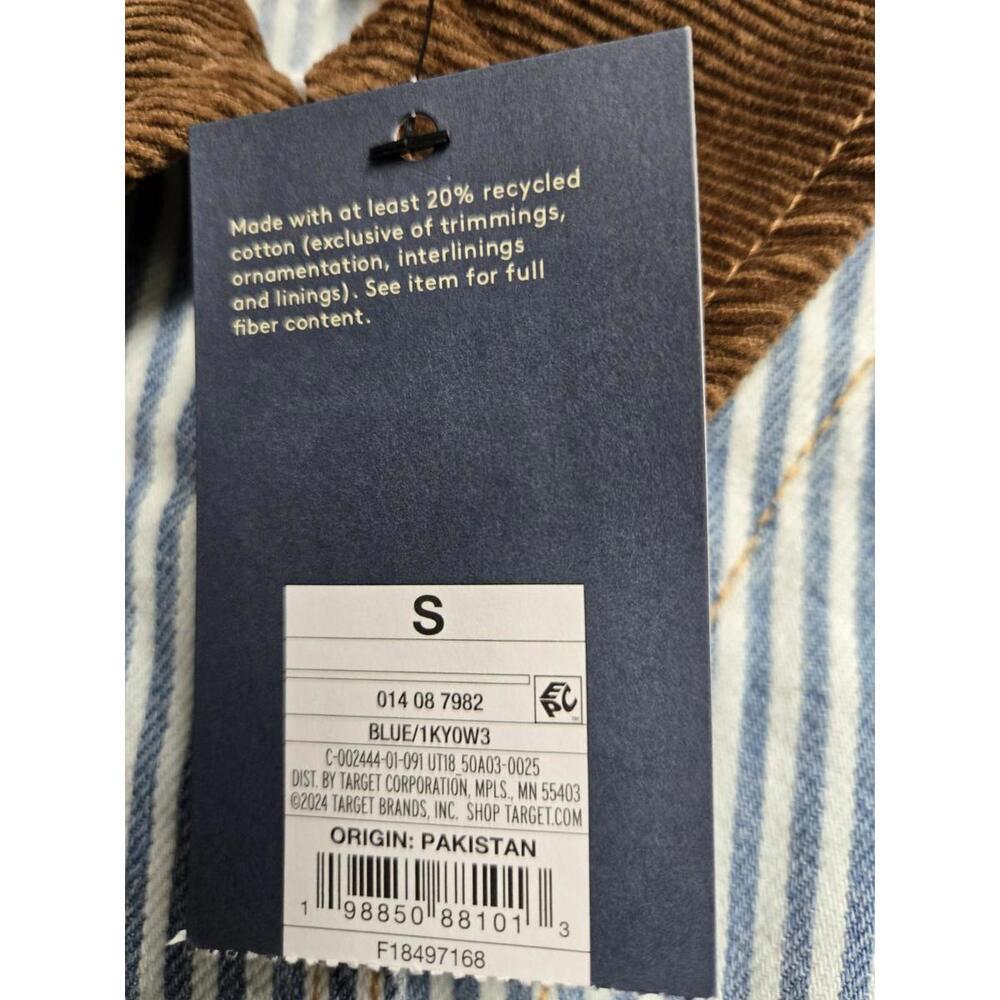 Women's Blue white Stripped Chore Coat Snapped - Universal Thread NWT Small - Picture 4 of 4